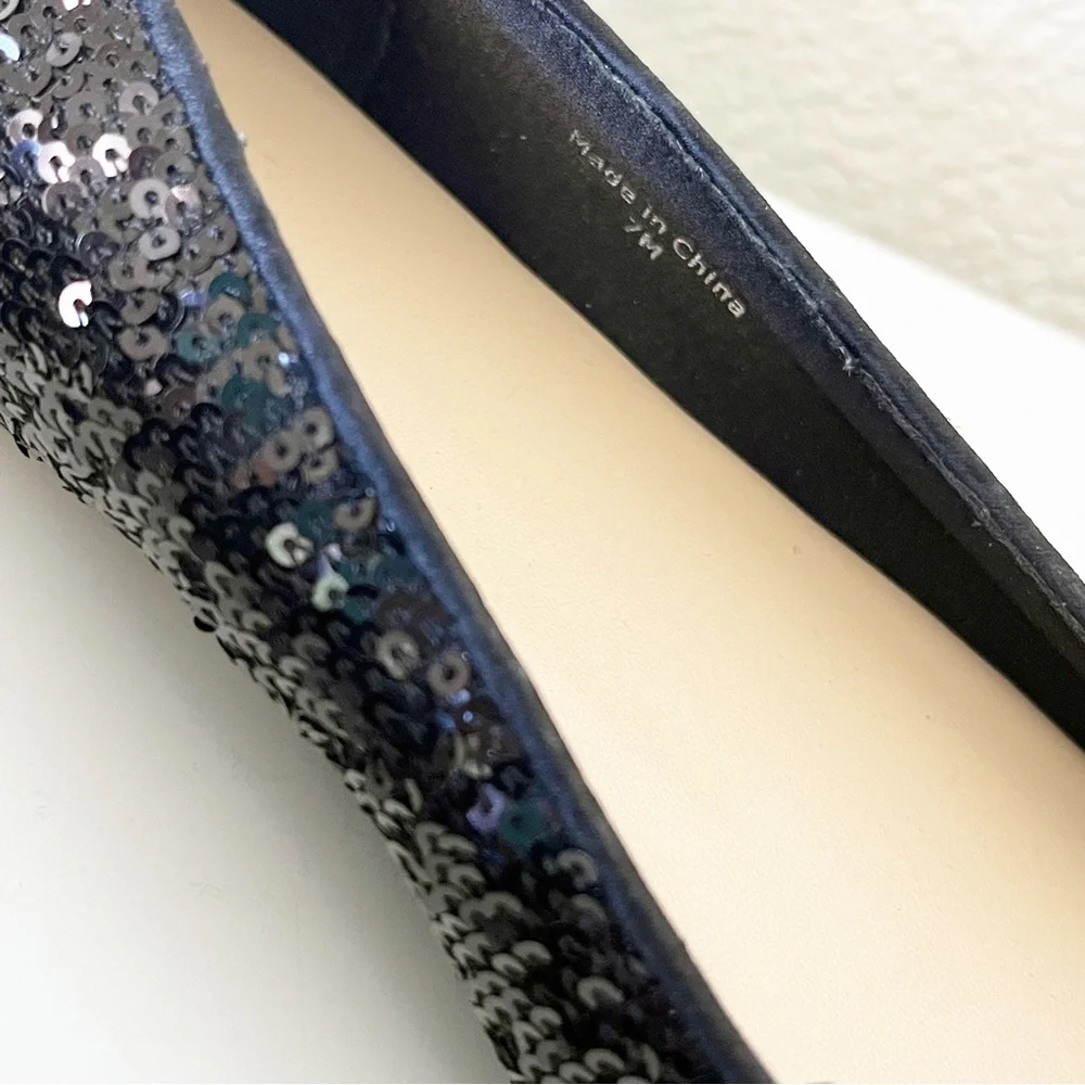Kate Spade Black Sequin Rounded Toe Ballet Flats Size 7